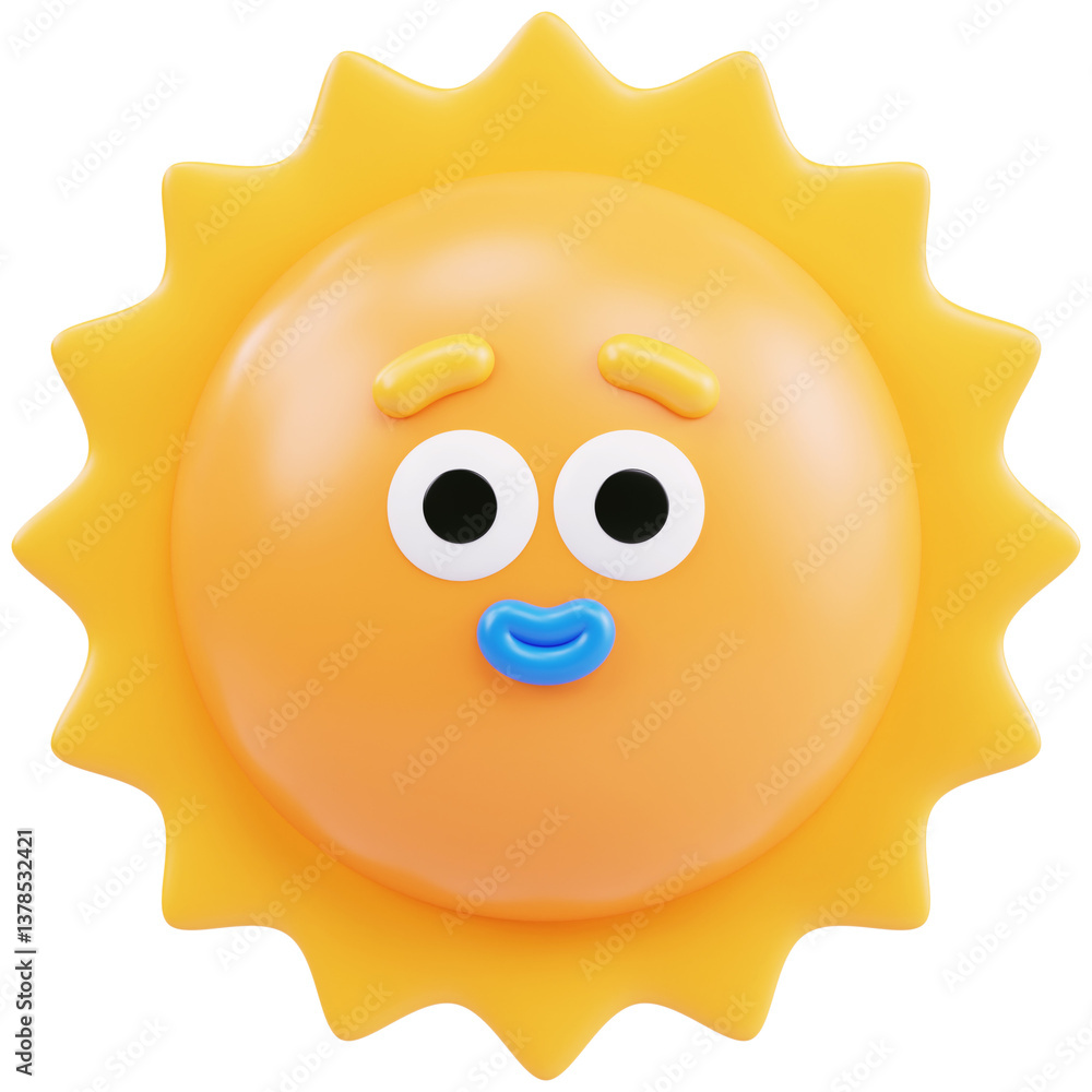 Fototapeta premium Sun Sticker 3D Icon Illustration