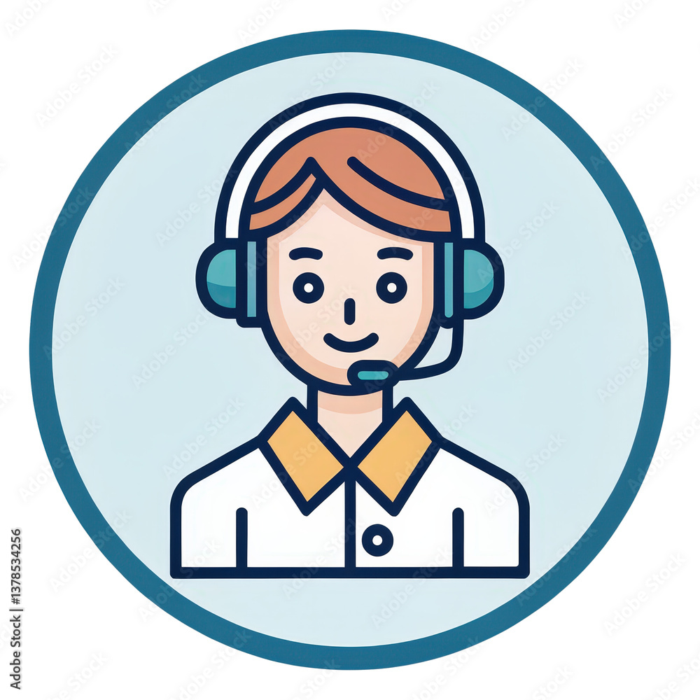 Friendly customer service representative wearing a headset, designed in a modern flat style. Friendly customer service representative wearing a headset, designed in a modern flat style.