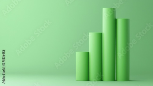 Wallpaper Mural Symbolize of SEO specialist. Green cylindrical bars showing growth on a light green background. Torontodigital.ca
