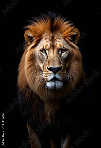 lion head on black background