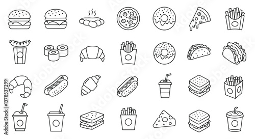 Collection of Fast Food Line Icons