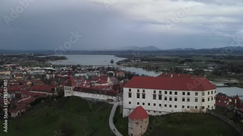 Ptuj is The oldest town of Slovenia: amazing aerial views 