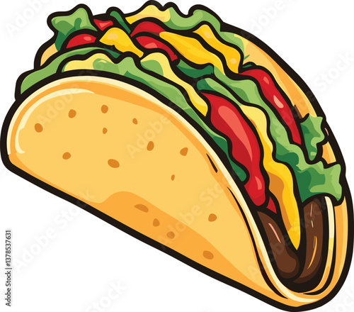 Colorful Cartoon Taco Illustration