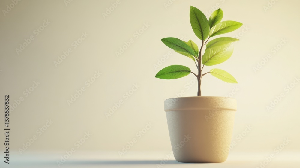 Close-Up 3D Render of a Single Money Tree Emerging from a Pot Close-Up 3D Render of a Single Money Tree Emerging from a Pot