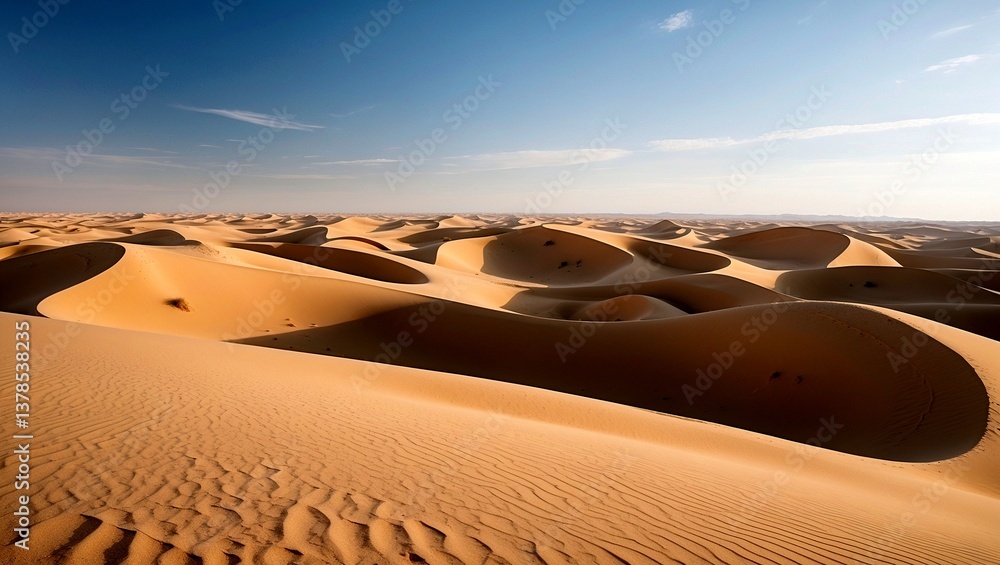 Naklejka premium A vast desert landscape with rolling sand dunes