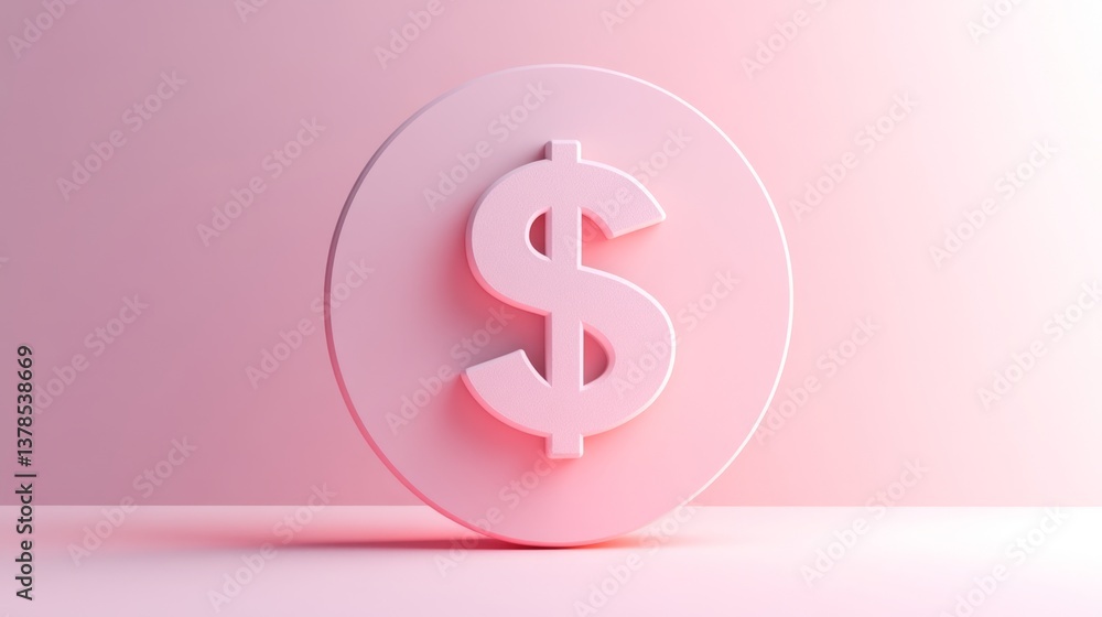 3D Financial Symbol in Pink Background for Savings and Investments 3D Financial Symbol in Pink Background for Savings and Investments