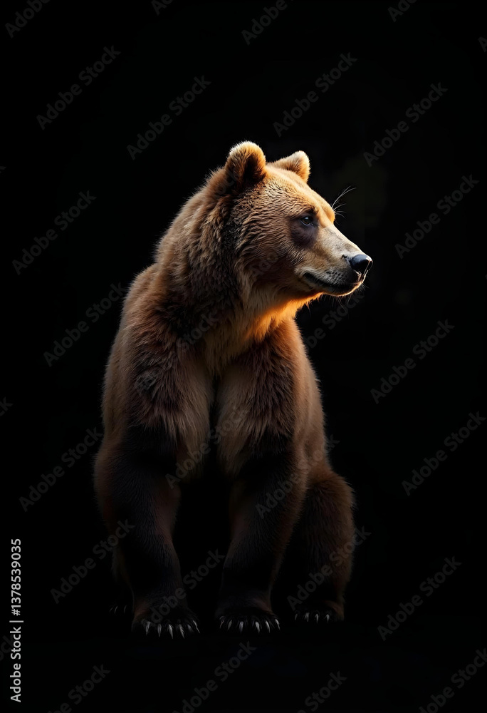 Obraz premium brown bear on a black background