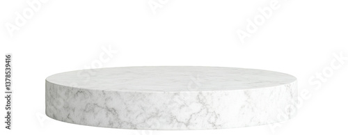 Round marble pedestal display stand for elegant product presentation, cut out