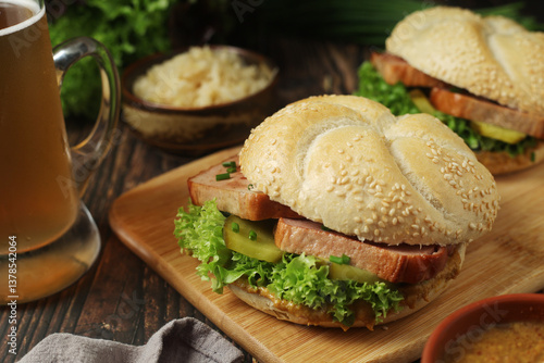 Wallpaper Mural Leberkaessemmel sandwich - traditional fast food snack in Germany	 Torontodigital.ca