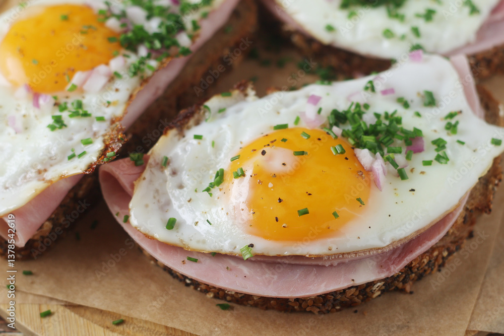 The Strammer Max sandwich, traditional dish in Germany Berlin and Saxon region