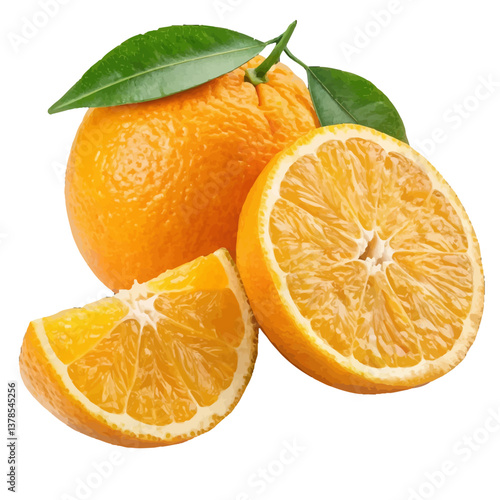 Citrus Burst: A vibrant composition of fresh oranges, showcasing whole fruits and juicy slices, offering a tantalizing visual feast.