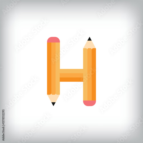 The letter H looks like it was drawn with a pencil, which increases the creativity of the design. The simplest design of the education icon.