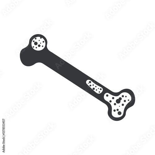 Isolated icon illustration of a hollow bone, symbolizing body part, osteoporosis, and bone deterioration.