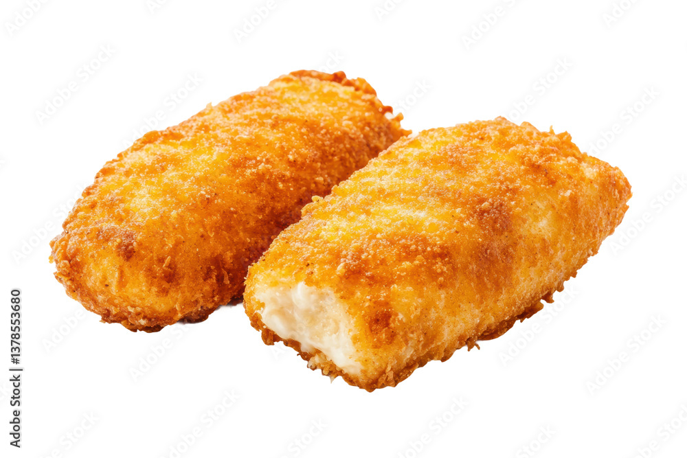 Golden breaded fish fillets on black background, cut out Golden breaded fish fillets on black background, cut out