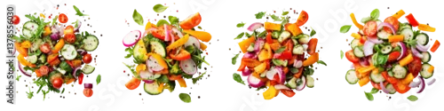 Panel kuchenny z motywem A vibrant and nutritious mix of freshly chopped vegetables including tomatoes peppers onions cucumbers and leafy greens ready to be assembled into a delicious and wholesome salad  category Food