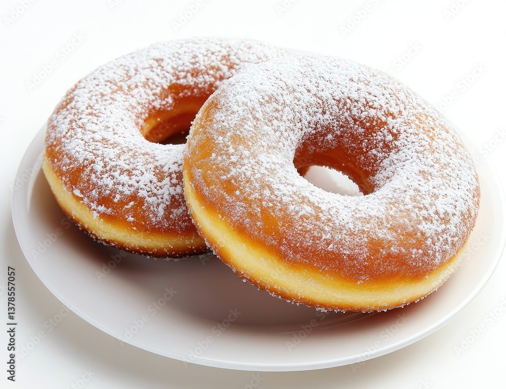 Two sugared donuts on a plate (1) Two sugared donuts on a plate (1)