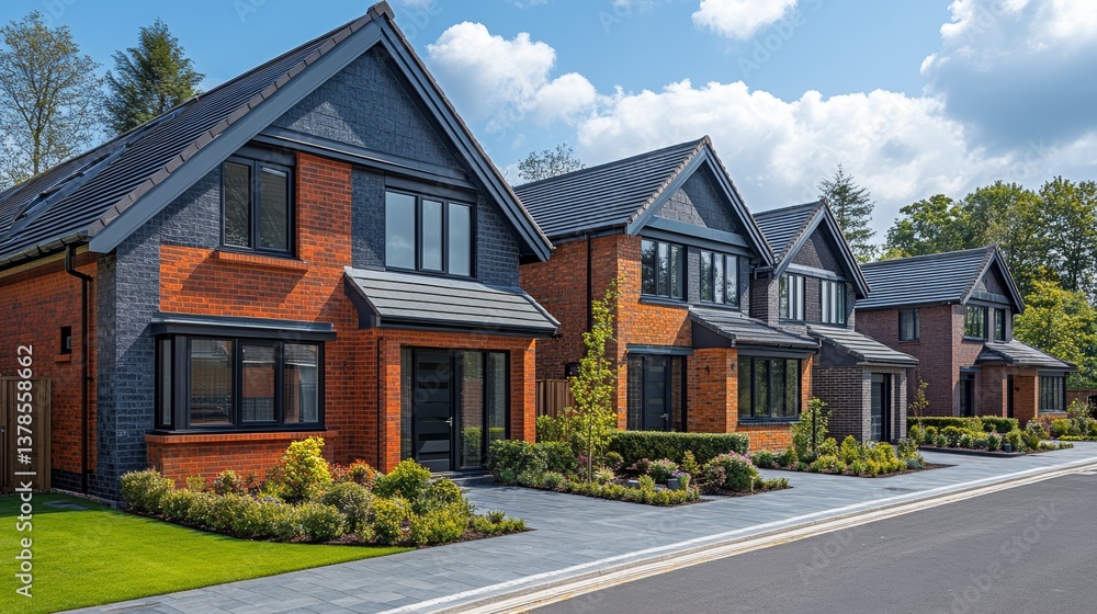 Spacious New Residential Area Featuring Newly Constructed Modern Houses in England Spacious New Residential Area Featuring Newly Constructed Modern Houses in England
