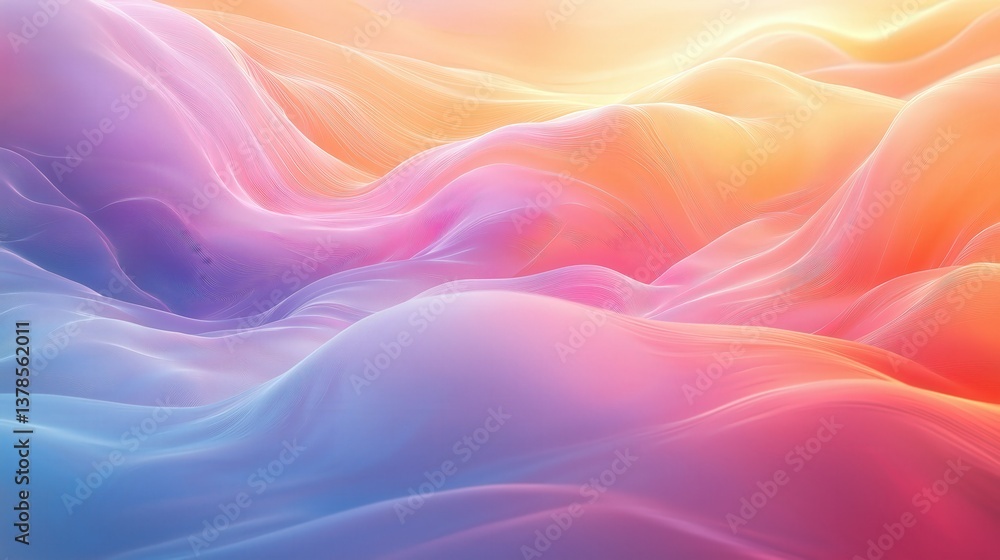 Fototapeta premium Colorful Abstract Background: Vibrant Multicolored Gradient with Smooth Texture Waves and Dreamy Ethereal Light