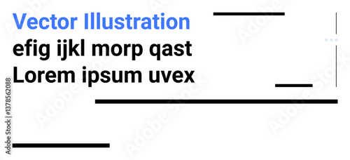 Stylized text design with blue heading, black body text, and minimal lines as dividers. Ideal for typography, design layout, branding, editorial, presentations, website graphics creative portfolios