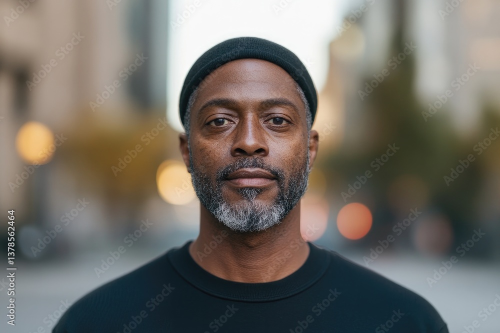 Confident man stands in urban setting, capturing attention with Confident man stands in urban setting, capturing attention with