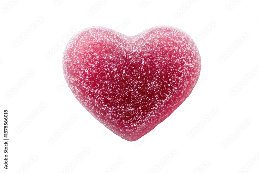 Fototapeta premium Red sugary heart-shaped candy on black background, cut out
