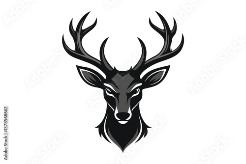 Striking Deer Head with Bold Antlers Isolated on Transparent Background