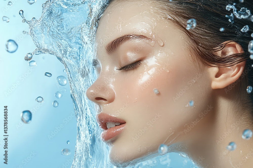 Elegant blue backdrop highlighting hydration technology with hyaluronic acid. AI generated illustration. Elegant blue backdrop highlighting hydration technology with hyaluronic acid. AI generated illustration.