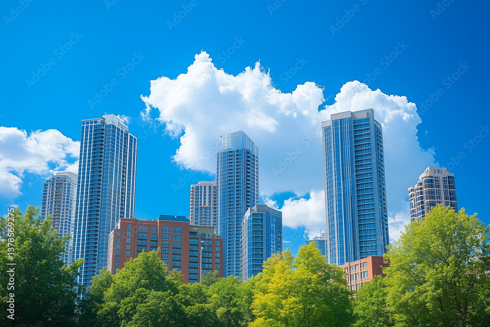 Obraz premium 未来的な都市建築の躍動