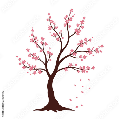 A Close up of a Tree With Pink Flowers Blowing in the Wind
