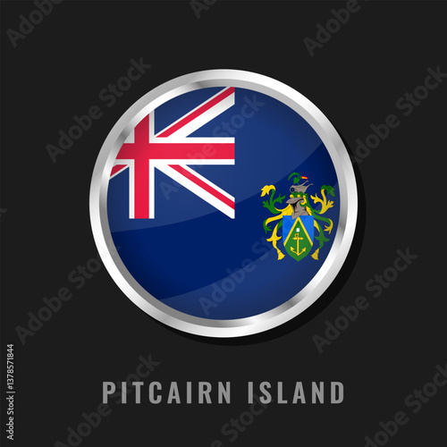 Free Download Pitcairn Island round framed national flag. Circular glossy flag of Pitcairn Island - GFXLoad