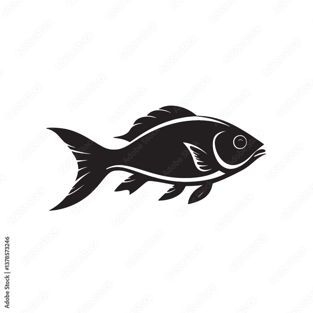 Fototapeta premium Aquatic fish vector illustration, a marine silhouette