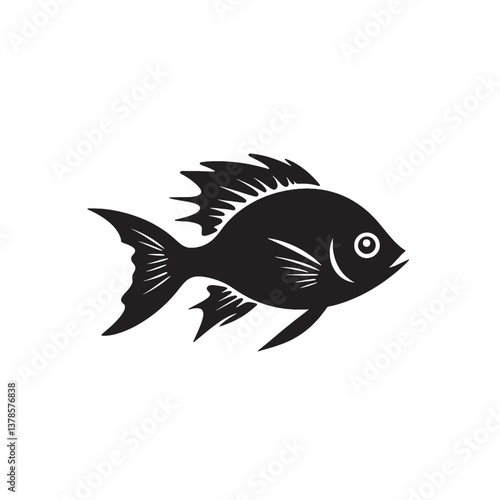 Cartoon vector illustration of colorful tropical fishes swimming in the blue sea