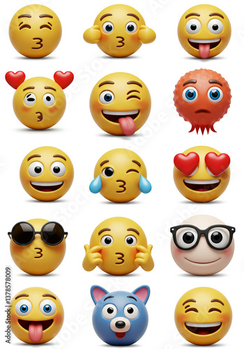 set of funny cartoon smileys