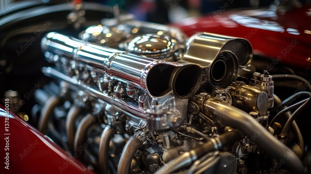 Fototapeta premium A close-up shot of a championship-winning race custom-built engine,