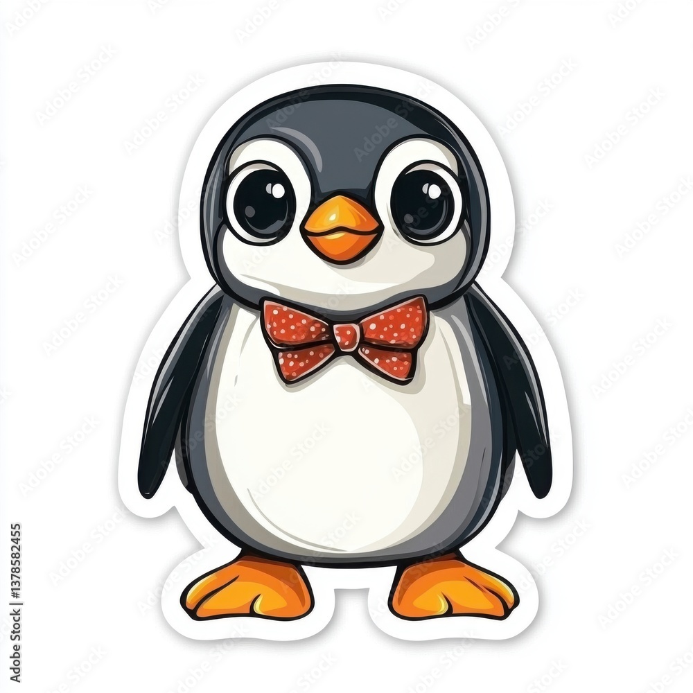Obraz premium Cute Penguin Character with Bow Tie and Charming Expression