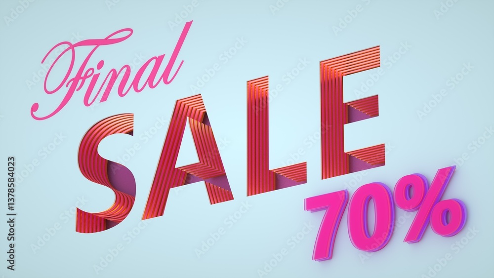 Fototapeta premium 70% sale on blue background