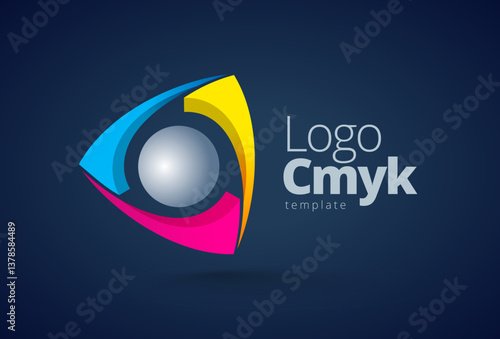 Logo CMYK Ink Printing theme. Template design vector. Black background.
