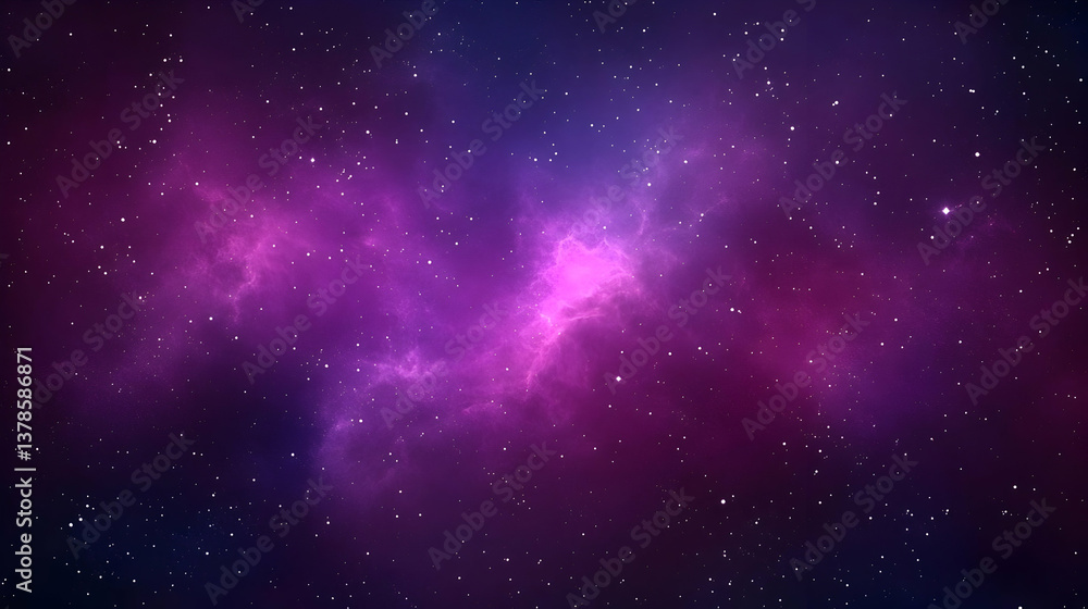 Fototapeta premium Abstract Galaxy Background with Pink and Blue Nebula with Scattered Stars in a Cosmic Space Scene