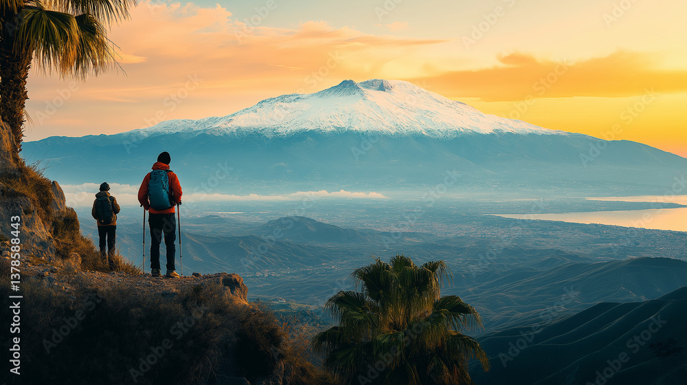 Fototapeta premium AI image generator of Rock climber successfully climbs mountains and cliffs, cliffs, sea views, lakes