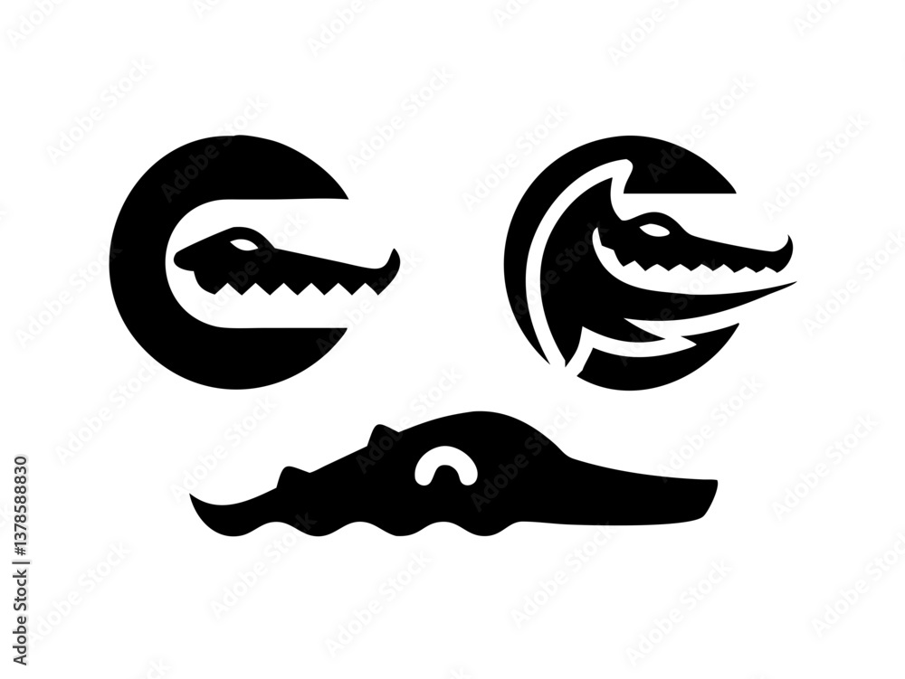 Obraz premium Black the crocodile logo 