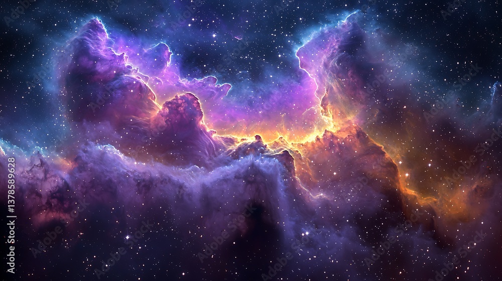 Fototapeta premium Vibrant Nebula Cosmic Landscape