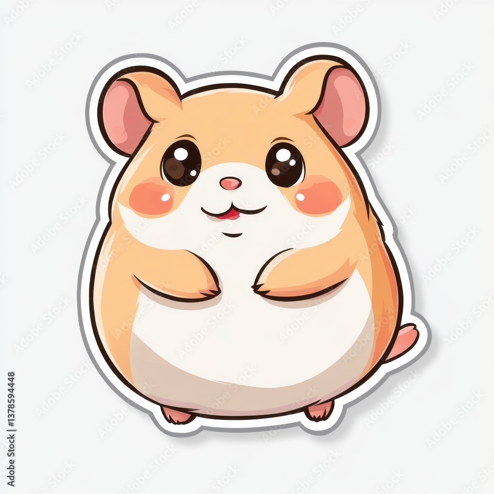 Fototapeta premium Cute Cartoon Hamster Character with Big Eyes and Round Body