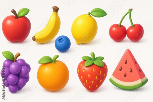 Delightful 3D Render of Assorted Fruits