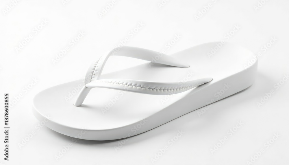 Single white flip-flop isolated on pure white background, shot, footwear Single white flip-flop isolated on pure white background, shot, footwear