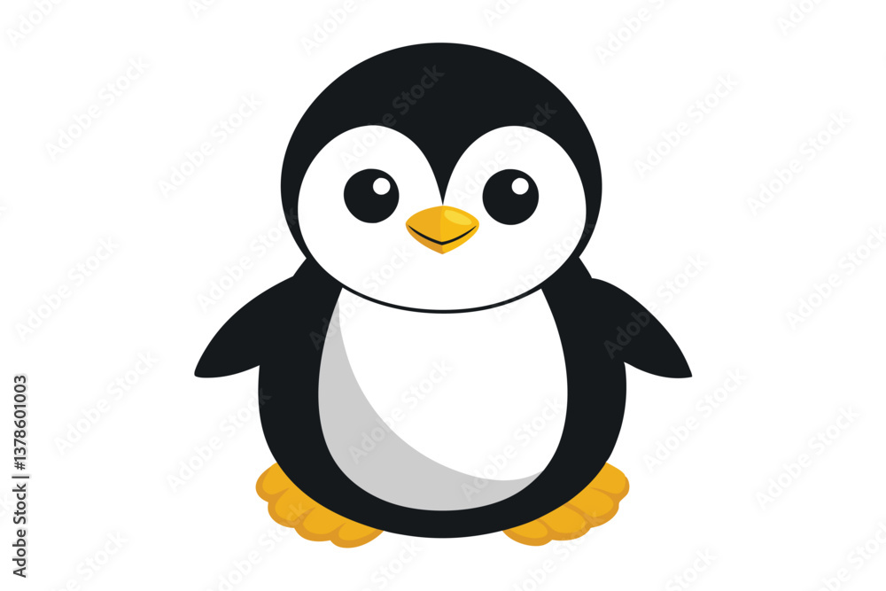 Obraz premium Cute Penguin with Transparent Background Simple Design