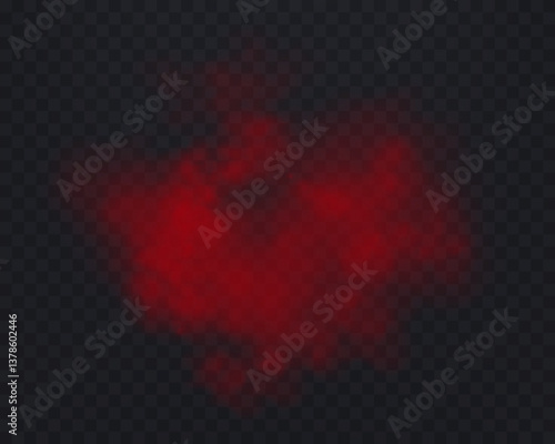 Realistic red smoke or haze on a transparent background. Magic fog, vapor. Vector illustration