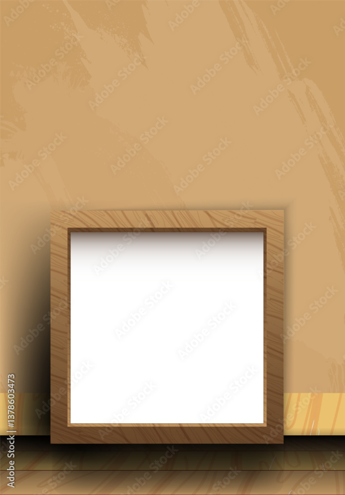 Modern frame for photo or pictures with shadow. realistic wooden frame