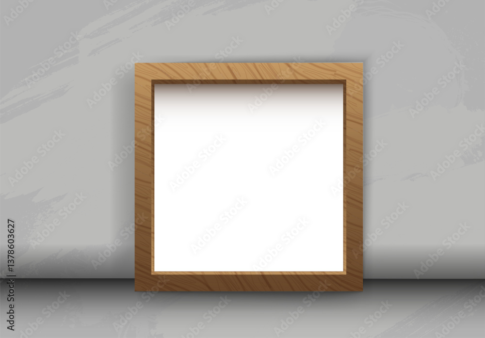 Modern frame for photo or pictures with shadow. realistic wooden frame