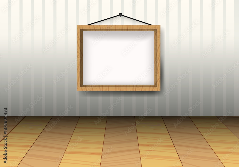 Modern frame for photo or pictures with shadow. realistic wooden frame