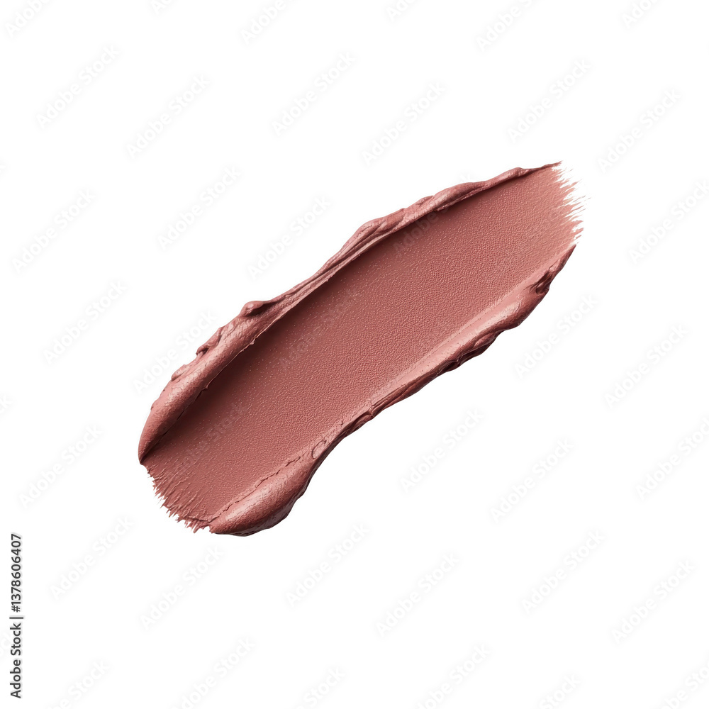 A smooth, creamy swipe of nude lipstick with matte finish is displayed against transparency background, highlighting its texture and color A smooth, creamy swipe of nude lipstick with matte finish is displayed against transparency background, highlighting its texture and color